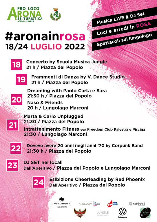 Arona in Rosa 18/24 luglio 2022